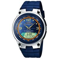 【CASIO】 多功能狩獵雙顯膠帶錶-藍 (AW-82-2A)