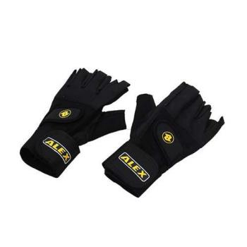 【ALEX】皮革手套-健身 重量訓練 半指手套 台灣製造 黑