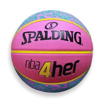 【SPALDING】4HER籃球--斯伯丁 六號球 戶外 粉綠