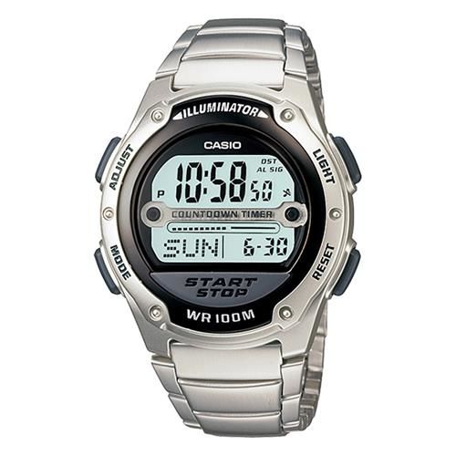 【CASIO】 10年電力先鋒不鏽鋼錶-黑面 (W-756D-1A)