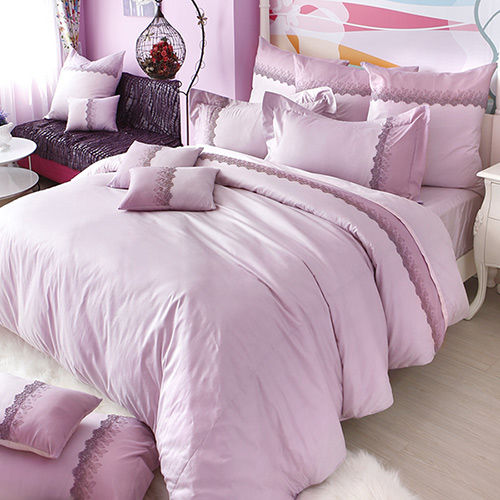 【義大利La Belle】凡爾賽玫瑰 長絨細棉蕾絲雙人四件式防蹣抗菌舖棉兩用被床包組