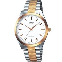 【CASIO】 富豪金銀時尚指針紳士腕錶-羅馬白面x半金版 (MTP-1274SG-7A)