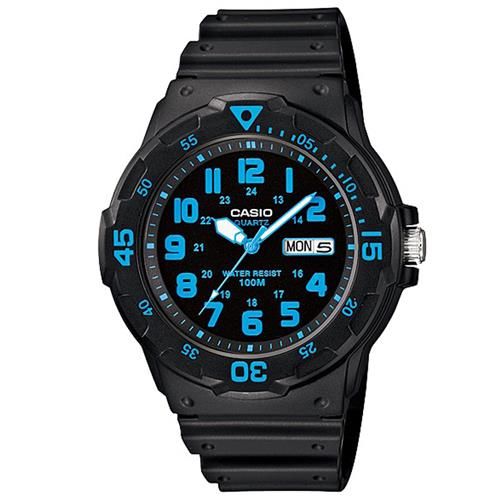 【CASIO】 潛水風DIVER LOOK指針錶-黑面藍刻度 (MRW-200H-2B)