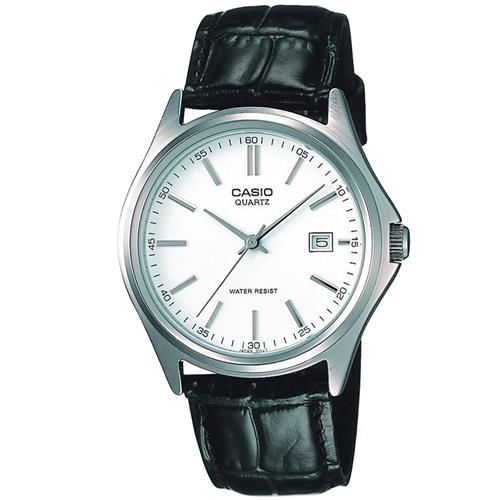 【CASIO】 羅馬時尚精緻紳士皮帶腕錶-銀白 (MTP-1183E-7A)