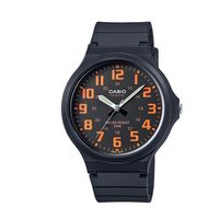 【CASIO】 超輕薄感實用必備大表面指針錶-黑面橘數字 (MW-240-4B)
