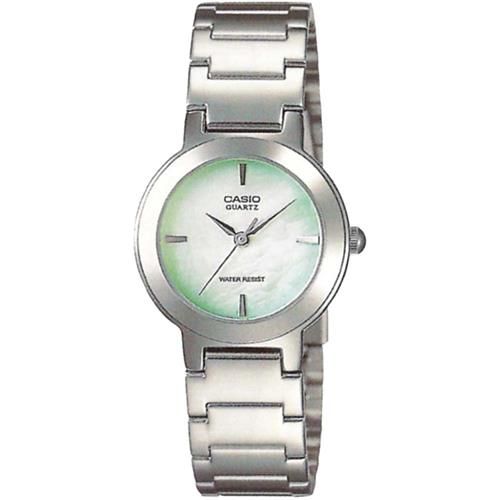 【CASIO】珍珠母貝甜美淑女腕錶-綠色 (LTP-1191A-3C)