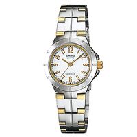 【CASIO】 經典時尚巧小金邊雙色不繡鋼帶錶-數字白面 (LTP-1242SG-7A)