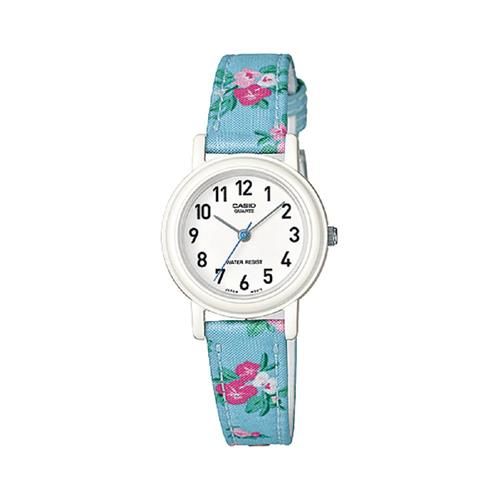 【CASIO】 復古美學花香氣息指針腕錶-藍花帶 (LQ-139LB-2B2)