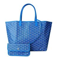GOYARD St. Louis PM 防水帆布LOGO購物包(中-藍)