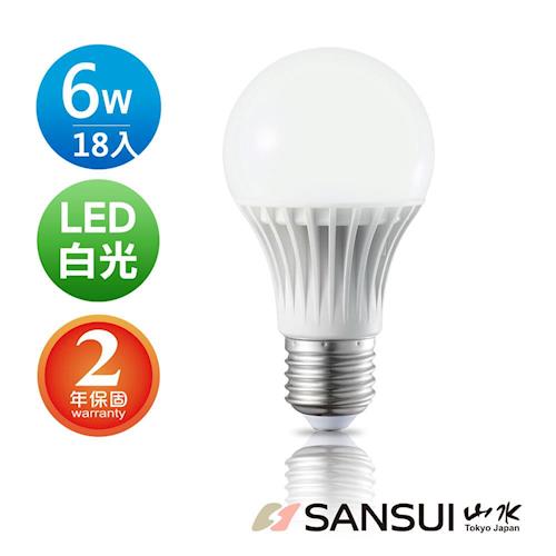 SANSUI山水 6W白光LED超廣角球燈泡(18入) MA2W04-6*18