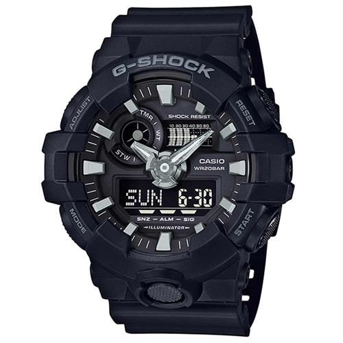 【CASIO】G-SHOCK創新突破金屬感搶眼視覺休閒錶-黑 (GA-700-1B)