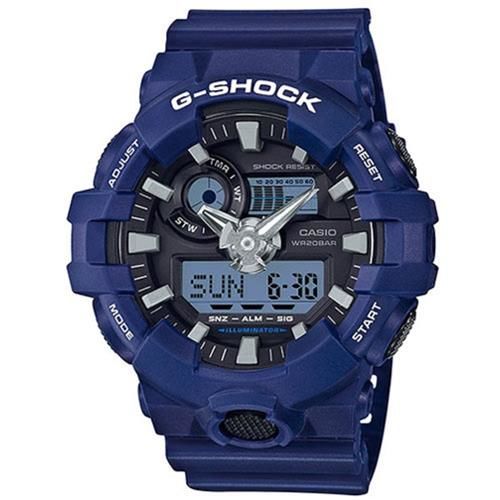 【CASIO】G-SHOCK創新突破金屬感搶眼視覺休閒錶-藍 (GA-700-2A)