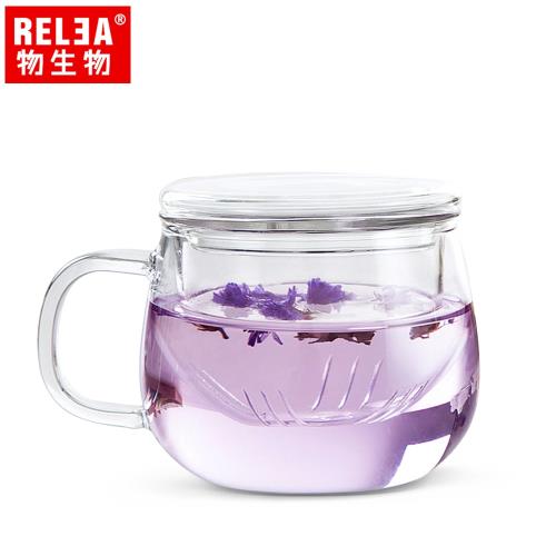 香港RELEA物生物 320ml玲瓏耐熱玻璃泡茶杯(附濾茶器)