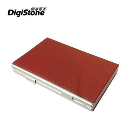 DigiStone 仿皮革超薄型Slim鋁合金 12片裝雙層多功能記憶卡收納盒(4SD+8TF)-紅色