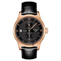 TISSOT 天梭 LE LOCLE 力洛克雅仕機械腕錶-黑x玫瑰金框/40mm T0064283605802