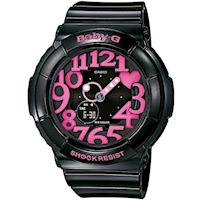 【CASIO】BABY-G 活潑玩味立體霓虹多彩休閒錶-黑/桃紅字 (BGA-130-1B)