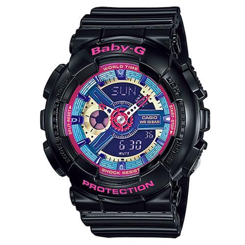 【CASIO】BABY-G 多層次立體感繽紛色彩休閒運動錶-黑色 (BA-112-1A)