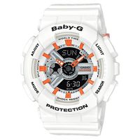 【CASIO】BABY-G時尚百搭系列透氣洞洞設計休閒錶-白X黑面 (BA-110PP-7A2)