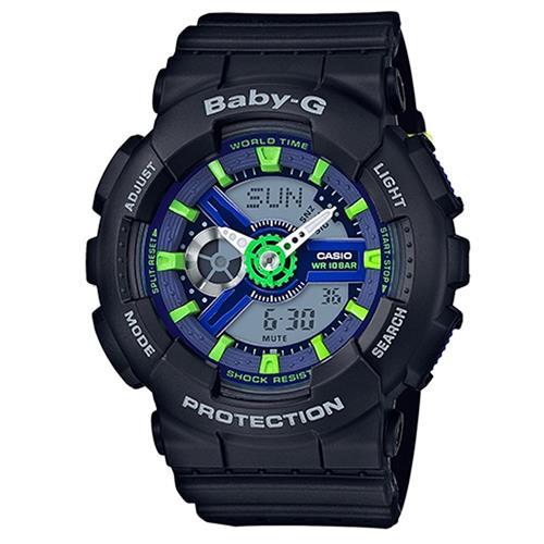 【CASIO】BABY-G 時尚百搭系列透氣洞洞設計休閒錶-黑 (BA-110PP-1)