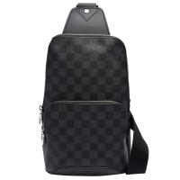 LV N41719 Avenue Sling 系列Damier棋盤格牛皮鑲飾後背包(黑灰)