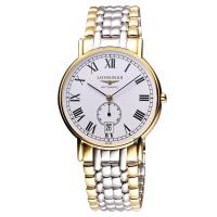 LONGINES Presence 經典小秒針機械腕錶-白x雙色版/38.5mm L48052117