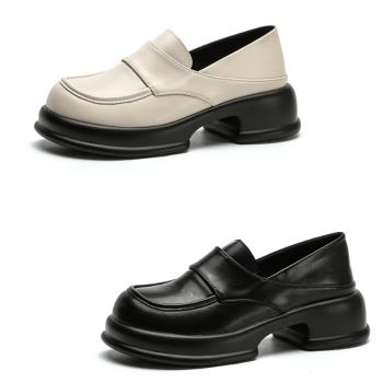  【JP Queen New York】學院風格女士樂福鞋粗跟皮鞋(2色可選)