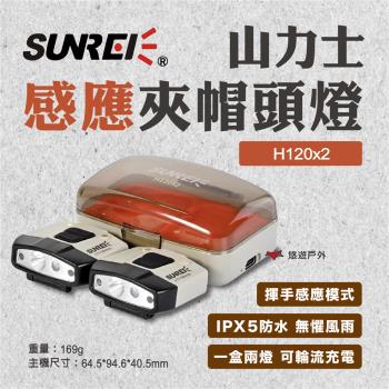 【SUNREI】山力士 H120*2感應夾帽頭燈 釣魚感應頭燈 帽檐燈 頭燈 露營 悠遊戶外