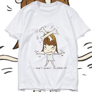 日本藝術家小女孩大碼短袖T恤
