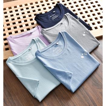 設計師線 針織肌理 夏季外貿男士時尚休閑透氣舒適圓領短袖T恤潮