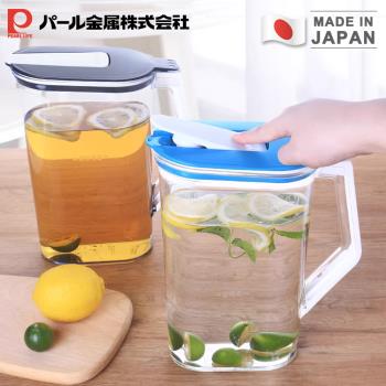 買一送一【日本珍珠金屬】日本製大容量按壓式冷水壺/桌上壺2L(藍/黑）