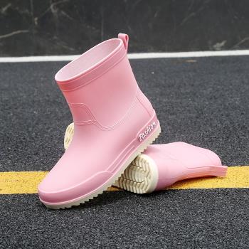 日系冬季時尚外穿輕便短筒雨鞋