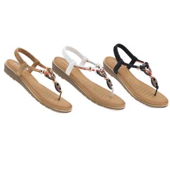  【Taroko】木珠圈圈夾腳彈性套腳休閒涼鞋(3色可選)