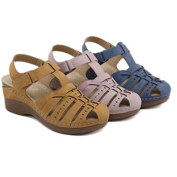  【Taroko】羅馬包頭鏤空舒適休閒坡跟涼鞋(3色可選)