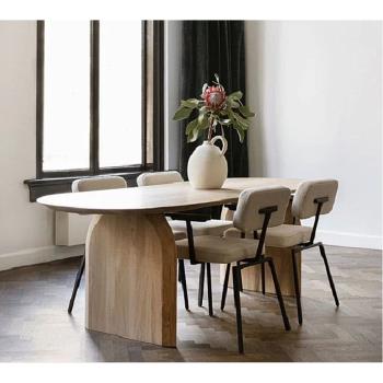 簡約現代實木餐桌飯桌設計師辦公桌北歐創意輕奢餐桌椅組合洽談桌