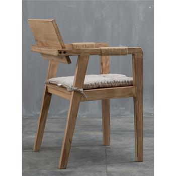 梵辰實木組裝復古簡約餐椅設計師靠背椅子書桌椅咖啡民宿休閑椅凳