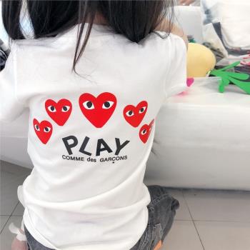 夏季潮牌童裝 play背后五顆心純棉兒童短袖T恤男女童T親子裝時尚