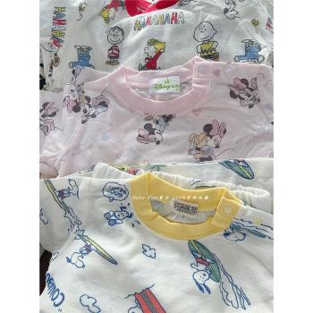 日本元~棉紗 卡通 薄涼軟 夏季新款  男女兒童純棉短袖家居服睡衣