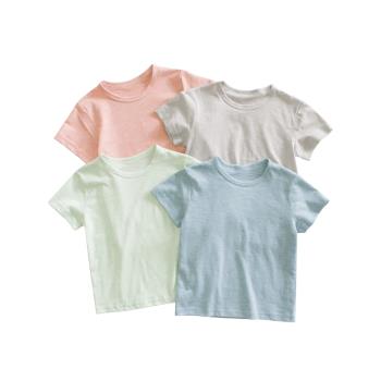 竹節棉兒童短袖T恤薄款純棉寶寶純色上衣2023夏季童裝男童汗衫潮