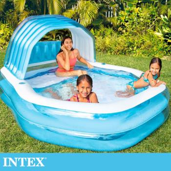 【INTEX】遮陽長形游泳池229x191x48cm(530L)適3歲+(57186NP)