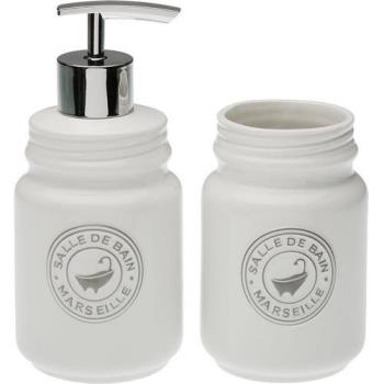 《VERSA》洗手乳罐+牙刷杯(浴缸白350ml)