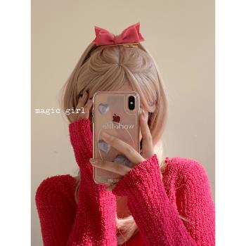 粉色對裝韓系發卡布藝夾子頭飾