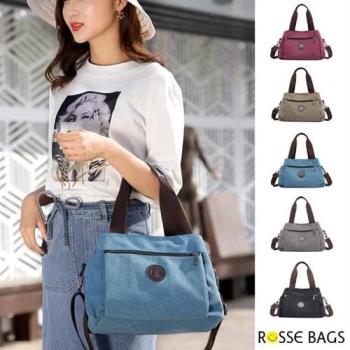 【Rosse Bags】休閒純色耐磨帆布手提斜背包(現+預  卡其 / 藍色 / 灰色 / 黑色 / 紫咖)-慈濟共善