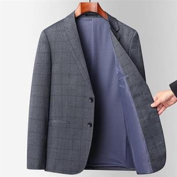 【米蘭精品】西裝外套休閒西服-韓系雅痞格紋春秋男外套74eb21