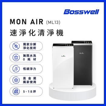【BOSSWELL博士韋爾】Mon Air 零耗材空氣清淨機 5-18坪 - 免耗材、電離滅菌、抗過敏 (ML13)