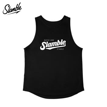 SLAMBLE夏季新款背心無袖t恤美式印花投籃服運動速干訓練跑步寬松