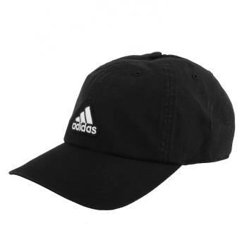Adidas  經典斜紋白繡線LOGO 男款棒球帽(黑)