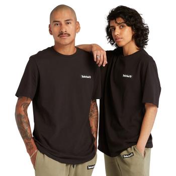 Timberland 中性黑色有機棉厚磅LOGO標誌短袖T恤|A6Q99001