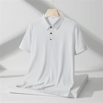 【米蘭精品】冰絲POLO衫短袖上衣-薄款純色修身休閒男裝9色74ey10