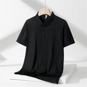 【米蘭精品】冰絲POLO衫短袖上衣-夏季高彈無痕純色男裝4色74ey13