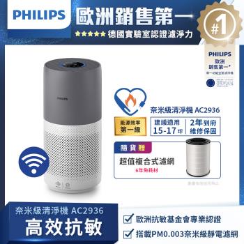 Philips 飛利浦 奈米級空氣清淨機-360度高效過濾★適用17坪(AC2936)